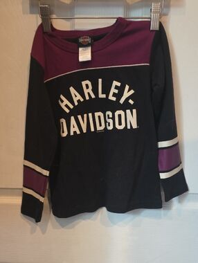 Harley-Davidson Black & Purple Long Sleeve Shirt with White Logo
